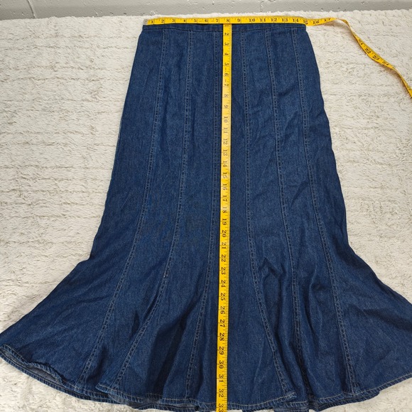 VTG Denim Mermaid Midi Skirt Womens M Studio West Cottagecore Praire Cowgirl - Picture 6 of 11